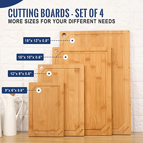 Hiware 4-Piece Extra Large Bamboo Cutting Boards Set - Thumbnail 2