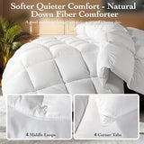 Gehtmnl Goose Down Fiber Comforter King Size – All Season Naturally Breathable Down Comforters, Luxury Hotel Collection Duvet Insert with 8 Corner Tabs, Cotton Fabric & Baffle Box (White,65oz Fill) Gehtmnl
