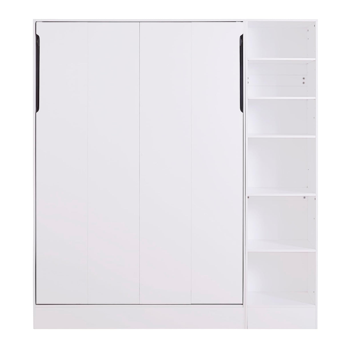 Full Size Murphy Bed Wall Bed with Sofa and Storage Shelves, White Merax