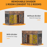 kepptory 48 Inch Large Dog Crate Furniture with 3 Storage Drawers, Wooden Pet Kennel with Removable Divider, Dog Kennel End Table TV Stand, Farmhouse Style Dog Crates with Sliding Barn Door (Brown) kepptory