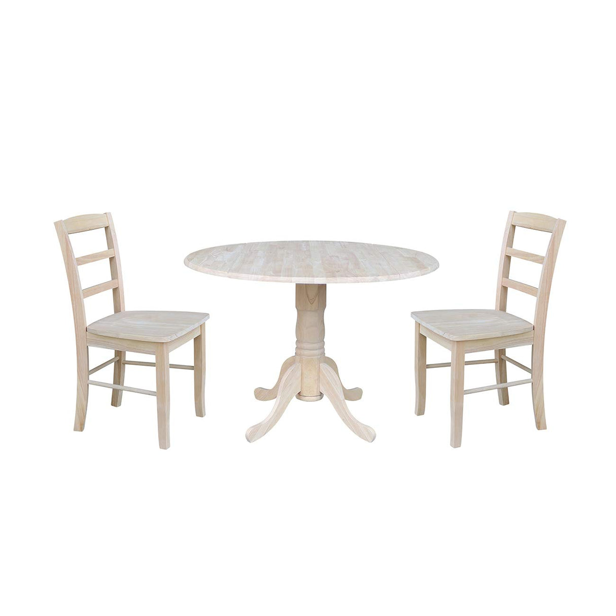 International Concepts 42" Dual Drop Leaf 2 Madrid Chairs Dining Table, Unfinished IC International Concepts