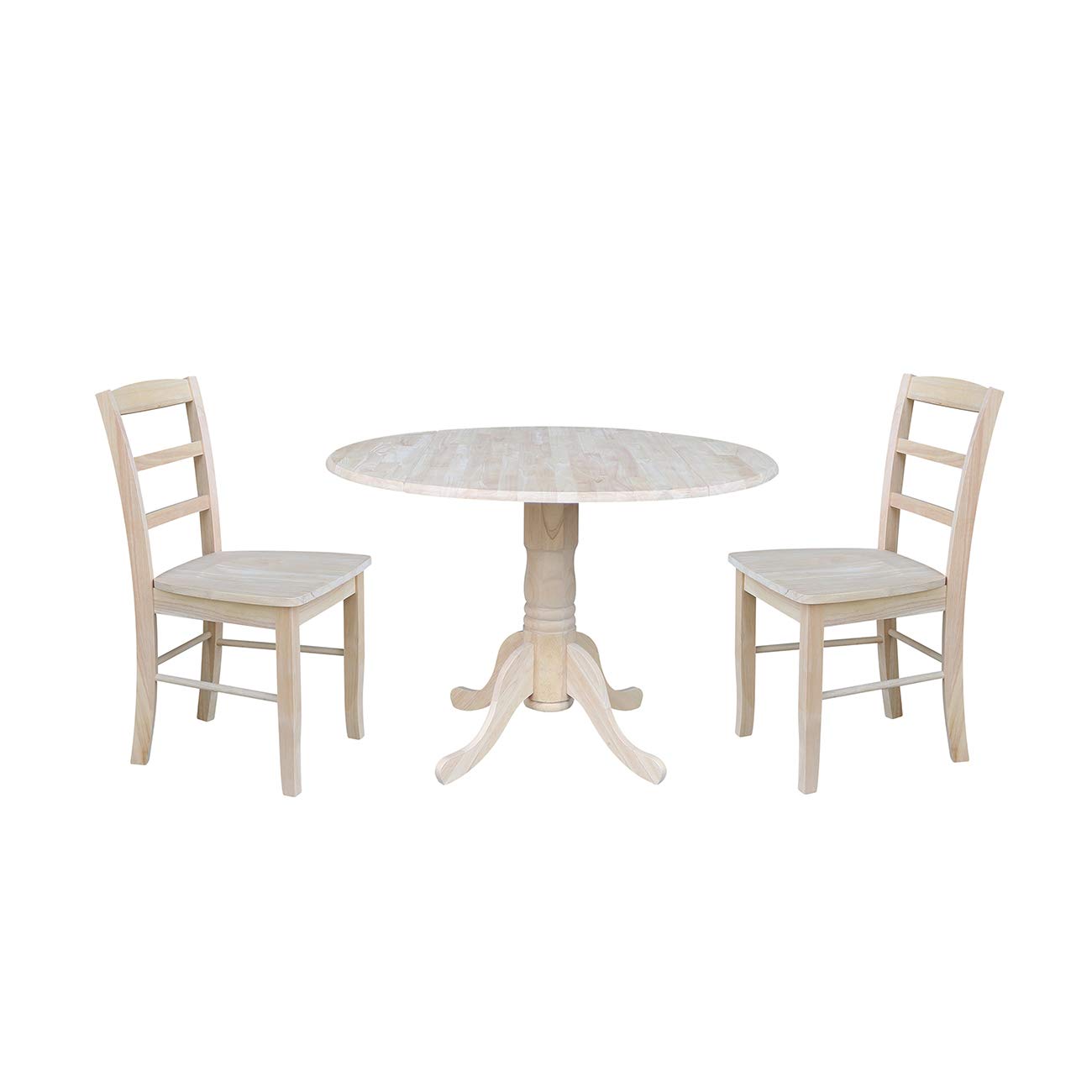 International Concepts 42" Dual Drop Leaf 2 Madrid Chairs Dining Table, Unfinished