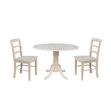 International Concepts 42" Dual Drop Leaf 2 Madrid Chairs Dining Table, Unfinished IC International Concepts