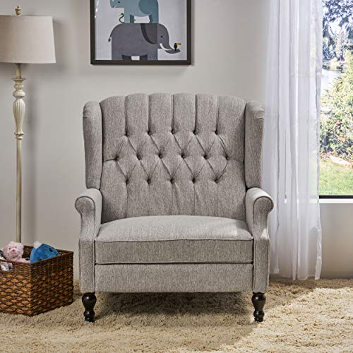 Christopher Knight Home Salome Push Back Recliner, Light Gray, Dark Brown