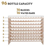 Smartxchoices Stackable Modular Wine Rack 96 Bottle Wooden Wine Storage Rack Freestanding Wine Holder Display Shelves, Wobble-Free, Solid Wood, Smartxchoices