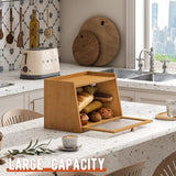 GHWIE Large Bread Box, Easy Access & Cleaning - Bamboo Bread Box for Kitchen Countertop with Acrylic Door,Natural GHWIE
