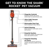 Shark Rocket Ultra-Light Corded Bagless Vacuum for Carpet and Hard Floor Cleaning with Swivel Steering (HV301), Gray/Orange Shark