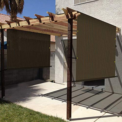 Windscreen4less 8’ x 16’ Universal Replacement Shade Cover Canopy for Pergola Patio Porch Privacy Shade Screen Panel with Grommets on 2 Sides Includes Weighted Rods Breathable UV Block Brown