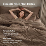 Bedsure Queen Comforter Set Brown - Bed in a Bag Queen Size Bedding 7 Pieces, GentleSoft™ Pintuck Bed Set Gift for Family, Pinch Pleat All Season Comforter with Sheets, Pillowcases & Shams Bedsure