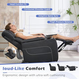 ANJ Power Recliner Chair with Adjustable Headrest, LED Lights & Detachable Tray Table, Faux Leather Electric Home Theater Seating with Cup Holders, USB,Hidden Arm Storage,GRS Certified,Black