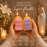 Toni Crafty Virgin Mary Candle Mold 2 Pieces Different Desings, Candle Making molds, Premium Silicone Easy Release Flexible Durable, virgencita Candle Mold Virgen de Guadalupe soap Mold.