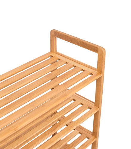 BIRDROCK HOME Free Standing Bamboo Shoe Rack | 6 Tier | Wood | Closets and Entryway | Organizer | Fits 18 Pairs of Shoes BIRDROCK HOME