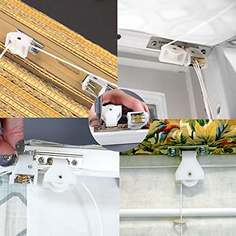 4pcs Swivel Cord Lock & Idler Pulley Set for Roman Blinds and Bamboo Shades Cutelec