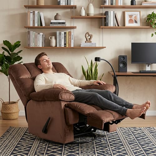 Chizzyseat Manual Adjustable Oversized Recliner Chair with Phone Holder, Extra Large Recliner for Heavy Duty Adults 400lbs, Big Man Recliners for Living Room, Nursery, RV