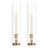 NUPTIO Wooden Candle Stick Holders: 2 Pcs Hurricane Taper Candle Holder 14 inch Rustic Wood Candlesticks Holder with Open Ended Cylinder Shape Cover for Outdoor & Indoor Wedding Party Centerpiece NUPTIO