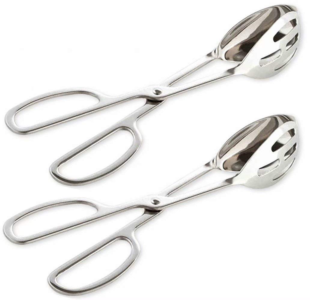 KEBE 2-PACK Serving Tongs for Buffet Party Catering, Thickening Food Serving Salad Cake Bread Kitchen Tongs, Stainless Steel KEBE