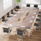 LITTLE TREE 13FT Conference Room Table, Large Rectangle Meeting Seminar Tables for 12-20 Person, Extra Long Business Tables for Office LITTLE TREE