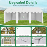 EROMMY 20x20ft Party Tent, Heavy Duty Large Wedding Canopy Outdoor Carport with 6 Removable Sidewalls, 2 Roll-up Doors, 2 Storage Bags, Gazebo Shelter Tent for Party Event Commercials, White EROMMY