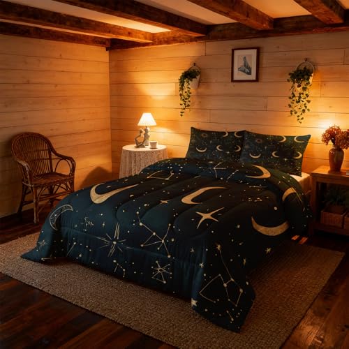 Constellation Comforter Twin & Twin XL Size, Celestial Tarot Galaxy Comforter All Season Down Alternative Twin & Twin XL, Constellation Bedroom Decor Duvet with Pillowcase Generic