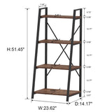 BON AUGURE Industrial Ladder Shelf Bookcase, 4 Tier Rustic Ladder Bookshelf, Standing Leaning Book Shelves for Living Room (Rustic Oak) BON AUGURE