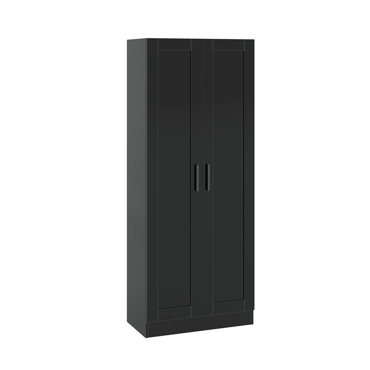 Panana Wooden Storage Cabinet, Narrow Pantry Cabinets Free Standing Tall Storage Cabinet with 2 Doors and Shelves (Black) - WoodArtSupply