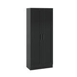 Panana Wooden Storage Cabinet, Narrow Pantry Cabinets Free Standing Tall Storage Cabinet with 2 Doors and Shelves (Black) Panana
