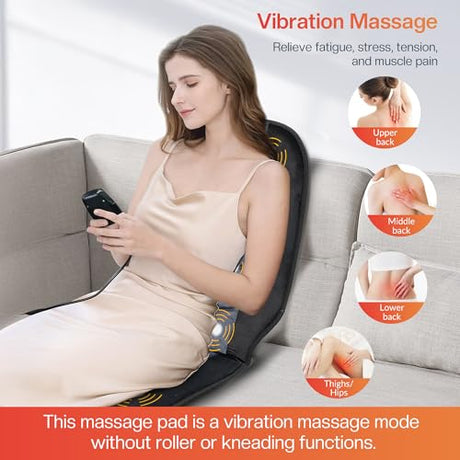 CILI Massage Chair Pad,Back Massager with Heat,Massage Seat Cushion with 10 Vibration Motors,30-60-90 Minutes Heating Options,Chair Massager for Office Chair, Home Office Use CILI