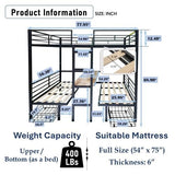UOCFYK Full Size Loft Bed with with Desk, Convertible Bunk Bed Frame for Kids Bedroom w/Wood Slats Support & Guardrail & Ladders & Drawers, No Box Spring Needed, Black (Cushion not Included) UOCFYK