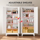 COFaR 71" Metal Pantry Cabinet with 5 Adjustable Shelves, White Storage Cabinet with Doors, Sturdy Freestanding Cupboard for Kitchen Organization, Living Room & Bathroom COFaR