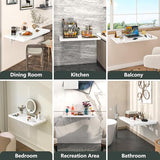 Clikuutory Wall Mounted High Gloss Folding Table, Wall Desk Fold Down for Small Spaces, Folding Workbench for Laundry Room, Home Office, Kitchen, Bedroom, Home Bar, White (31.5"×15.7") Clikuutory