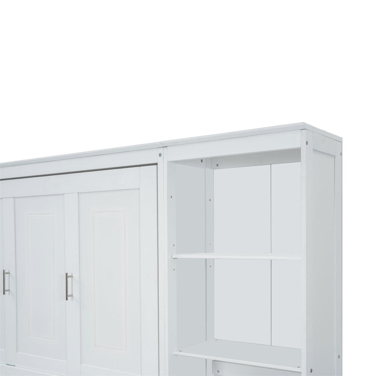 Merax Full Size Murphy Bed with Desk and Bookshelf, White Merax