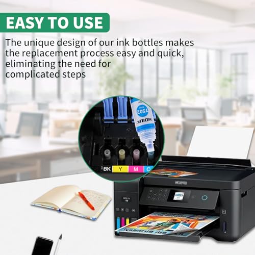 5 Pack T502 502 Ink Refill Bottles Compatible with Epson EcoTank 502/ET Series - Suitable for ET-2760, ET-4760, ET-2750, ET-3760, ET-2850, ET-15000, ST-4000, ST-2000 (5 Bottles: 2BCMY Moiuk