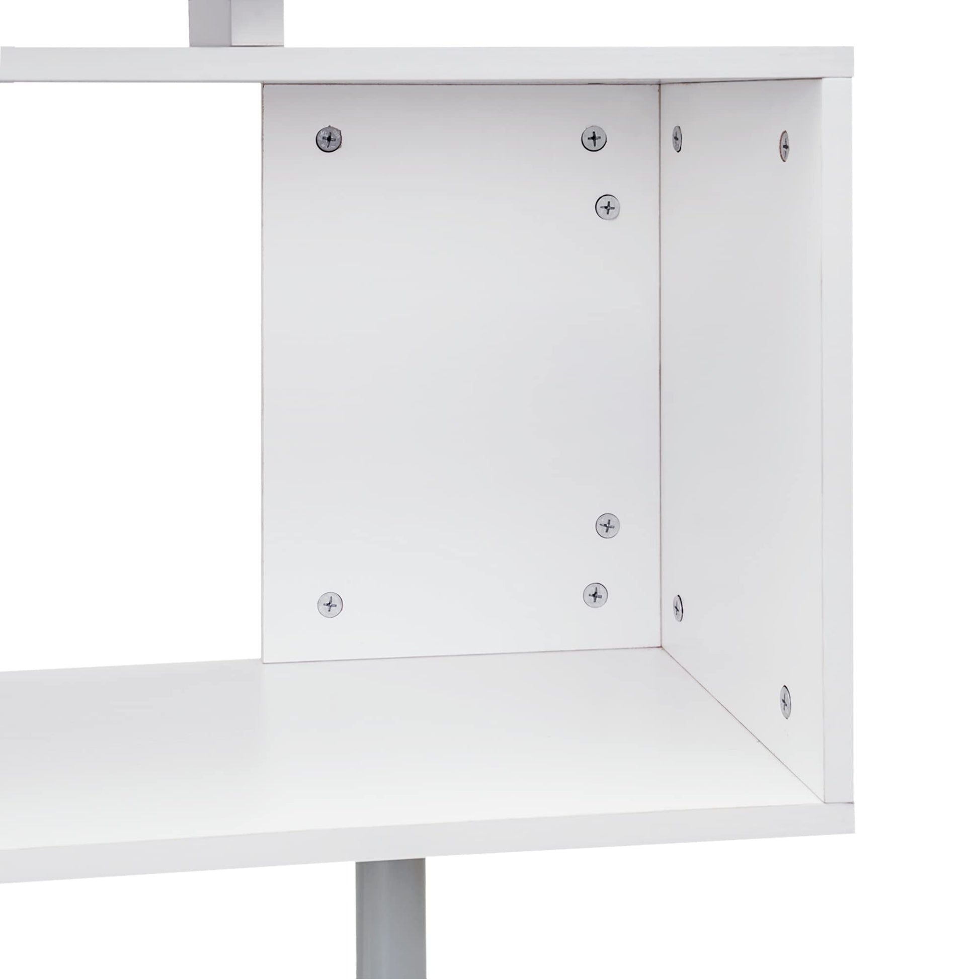 HOMCOM 55" Rotating L-Shaped Corner Desk with 3-Tier Storage Shelves in White - WoodArtSupply