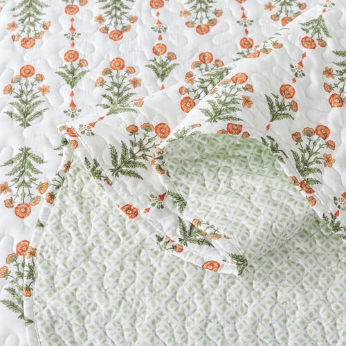 HoneiLife Quilt Sets King Size - Floral Bedspreads for King Bed, 3-Piece Wildflower Coverlets, Botanical Bed Cover King Quilt Bedding Set All Season Quilts-Sweet Grass HoneiLife