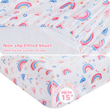 Mooreeke Twin Sheets Set Kids, Girls Twin Sheets, Cute Rainbow Printed, Soft Microfiber Kids Bedding Set Mooreeke