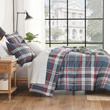 Andency Navy Red Plaid Comforter Set Queen(90x90Inch), 3 Pieces Grid Gingham Stripes Bedding Comforter Sets for Boys Girls Kids Teens, Preppy Geometric Line Soft Lightweight Reversible Bed Set as Gift Andency