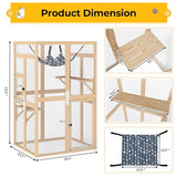 COZIWOW Catio Outdoor Cat Enclosure Window Access, Wooden Cat House Shelter, Kitty Cage with Hammock for Patio Indoor (Wood) COZIWOW