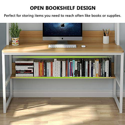 Tribesigns 47-Inch Space-Saving Computer Desk with Hutch and Open Bookshelf for Home Offices - WoodArtSupply