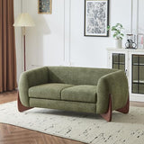 Christopher Knight Home Alma 63" Boucle Loveseat with Wood Legs, 2 Seater Sofa Couches for Living Room, Upholstered Couch Chair, Soft Seating Lounge Sofa Chair, Cozy Loveseat with Armrest, Olive Green Christopher Knight Home