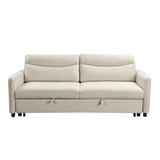 THSUPER 87-Inch King Size Convertible Sleeper Sofa Bed, Comfortable Pull-Out Futon Loveseat for RV Small Spaces, Hide-A-Bed Fold Out Couch - Beige THSUPER