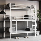 Skipity Sigmo Metal Triple Bunk Bed, Heavy Duty Twin Size Triple Bunk Bed Frame for 3 with Ladder & Guardrail, 3 Bunkbeds for Kids Adults Teens Boys, Bedroom, Dormitory, No Box Spring Need, White Skipity Sigmo