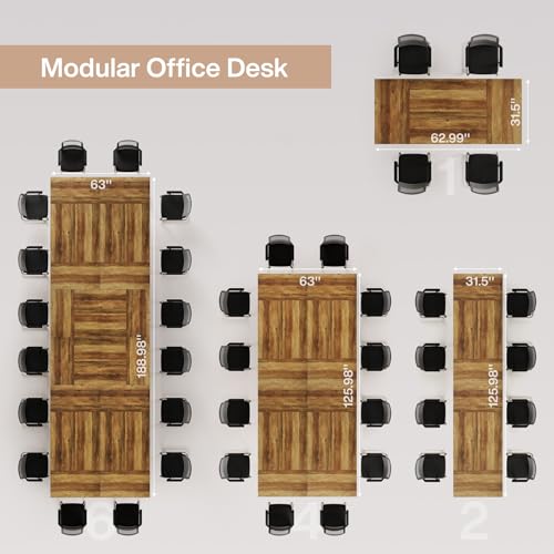 Tribesigns 5.3ft Conference Table for 4-6 People, Rectangular Conference Room Table with Sturdy Legs, Farmhouse Wooden Meeting Table for Office, Rustic Brown Tribesigns