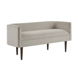 Madison Park Farrah Entryway Accent Bench with Curved Backrest, 8.75" Cushion Seating Bench for Living Room, Compact Bed End Bench with Solid Wood Legs & Soft Poly Velvet Uplhostery, 49" W, Cream Madison Park