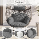 NICESOUL Swing Egg Chair with Stand, Bird Cage Patio Hanging Chair with Cushion, Large Swinging Chairs Indoor Outdoor, All-Weather 350lbs Eggshell Basket Seat for Porch, Backyard, Dark Grey
