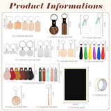 Tondiamo 69 Pcs Laser Engraving Blanks Keychains Bulk Laser Engraver Accessories Keychain Blanks Including Wood, Stainless Steel, Acrylic, PU Leather, Silicone and Marking Paper Tape Tondiamo