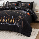 A Nice Night Comforter Set,6 Piece Bed-in-a-Bag with Comforter & Sheet Sets,Basketball Court with Sportsman Slam Dunk Printing for Kids Teen Boys,Queen A Nice Night