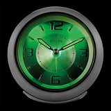 Bulova - 3.75" W x 3.75" H B5027 Lite Night Alarm Clock | Brushed Silver-Tone Case | Illuminated Dial | Luminous Hands | Quiet Sweep | Snooze Function Bulova