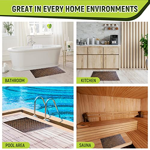 gazechimp Bamboo Wood Bath Mat, Bathroom Mat, Bathmat Kitchen Rugs for Bathtub, Sauna and Shower, Brown Gazechimp