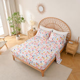 Yibeizi Floral Sheet Set for Girls Twin, Kids Cute Print Bedsheets Microfiber Deep Pocket Flower Patterned Bed Sheet & Pillowcase Sets 3 Pieces Yibeizi