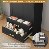 GAIOUS Steel Pantry Cabinet, 71" Metal Storage Cabinets with 2 Doors, 2 Adjustable Shelf and 2 Drawers, Freestanding Storage Cabinet for Bedroom, Kitchen, Home Office (Black) GAIOUS
